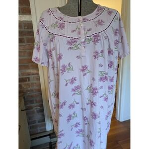 Cottagecore Floral Pintuck L Cotton Blend Country Prairie Soft Cool Nightgown